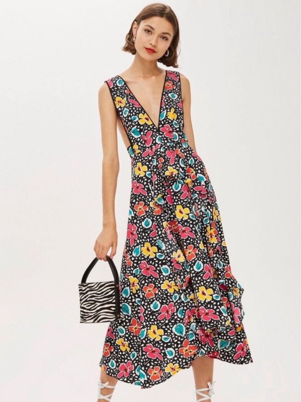 Topshop // Floral Pinafore Midi Dress